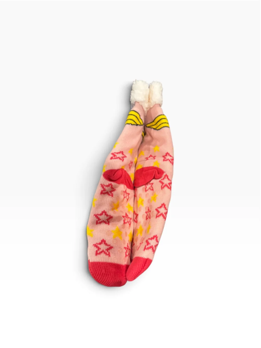 Women's 2 pr Character Sherpa Lined Socks One Size Yellow Pink